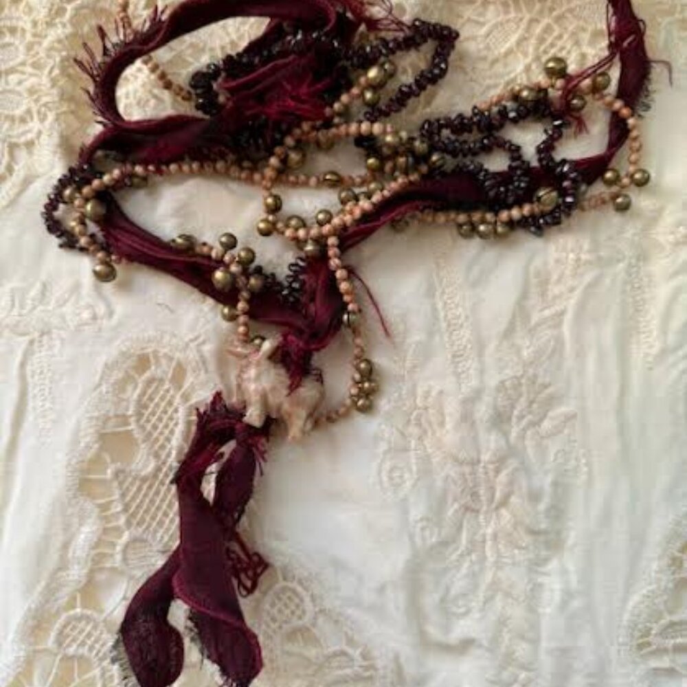 Bohemian Garnet & Jasper Long Layered Necklace 3 in One - Picture 5 of 8